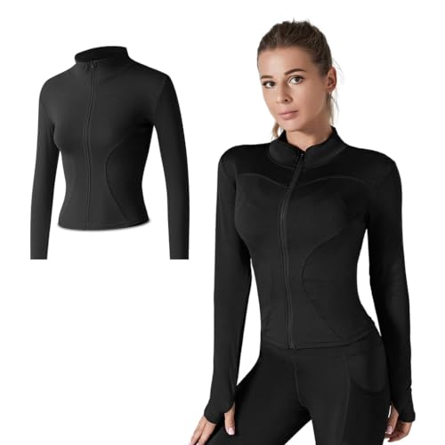 PALAY Workout Jackets for Women, Full Zip Slim Fit Lightweight Athletic Running Sports Track Yoga Jacket with Pockets, Long Sleeve Running Top with Thumb Holes, XXL PALAY Workout Jackets for Women, Full Zip Slim Fit Lightweight Athletic Running Sports Track Yoga Jacket with Pockets, Long Sleeve Running Top with Thumb Holes, XXL